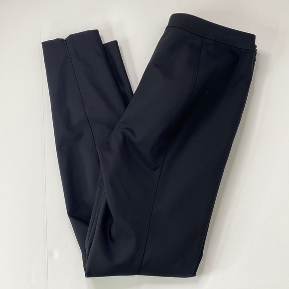 St. John Pants - St John No Waist Ankle Zip Leather Trim Pocket Straight Fit Pants